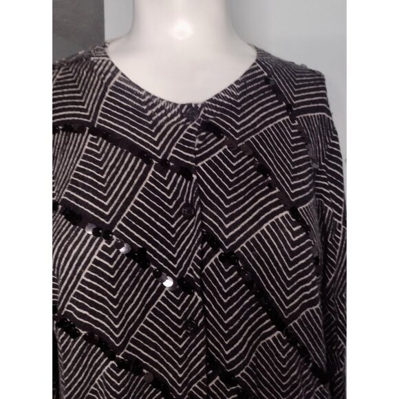 Ann Taylor Loft Sequin Lightweight Cardigan Sweater Size L Preppy Career Modal - Picture 2 of 6